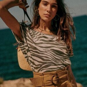 Sezane T-Shirt Andre Linen Top